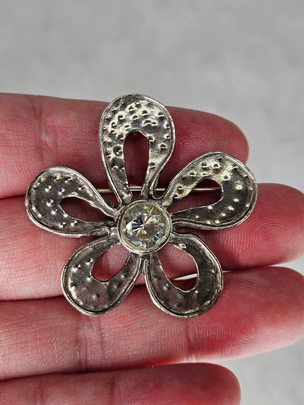 Silpada 925 Sterling Silver Flower Crystal Brooch Pin With Unbranded Necklace View 2
